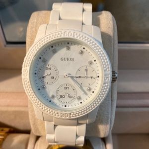 Guess Women’s Watch- White Silicone Band